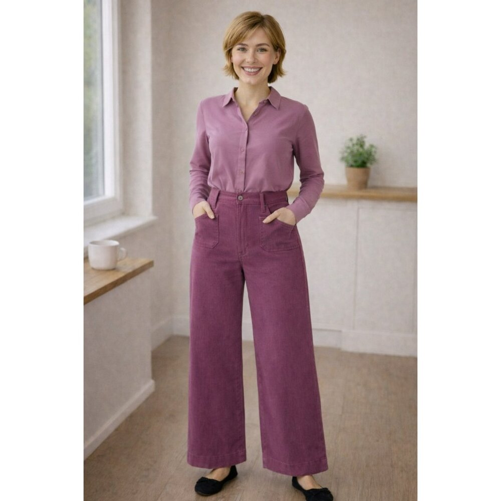 Maeve The Colette Wide-Leg Pants Womens 29 Pink Cotton